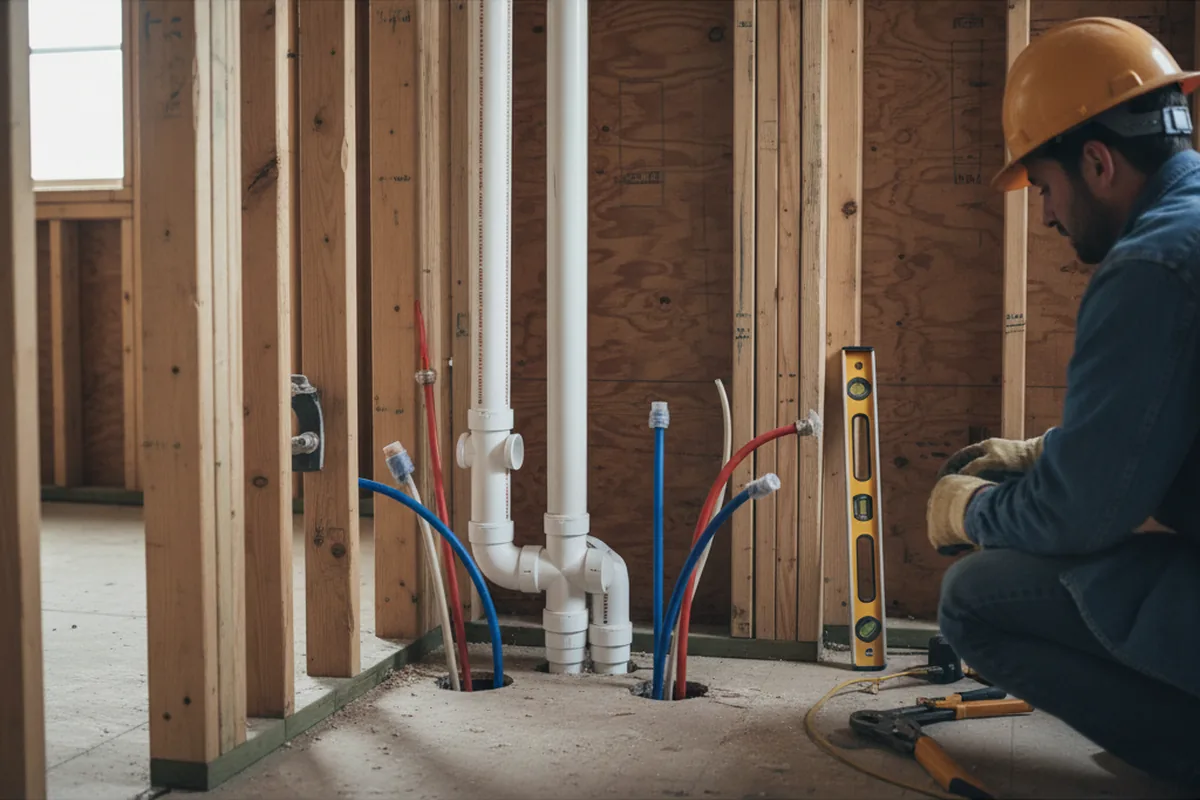 Drain and supply rough-in during Leak Detection in Haltom City